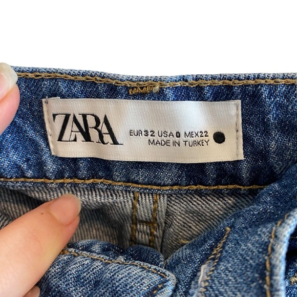 Zara Cargo Pants High Waisted Pockets Medium Blue Denim Bloggers Favorite Size 0 - Picture 10 of 16
